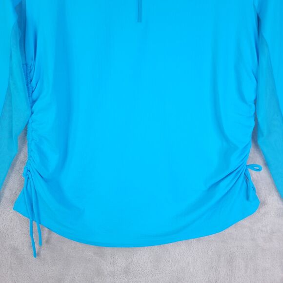 IBKUL Golf Tennis Top Shirt Womens Sz  XL Blue Long Sleeve 1/4 Zip UPF 50 Rushed - Picture 2 of 10